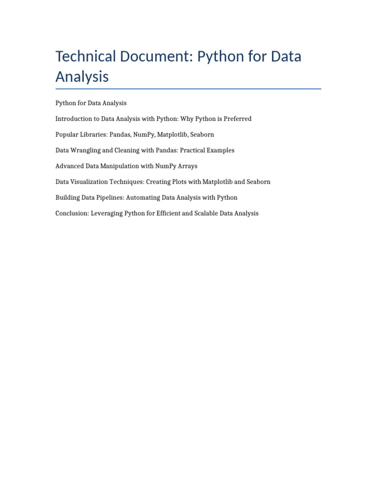 Updated Technical Document Python For Data Analysis | PDF