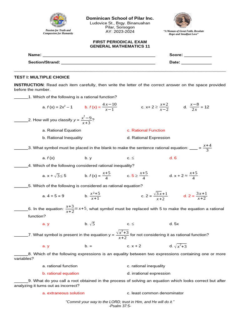 GEN. MATH - Firts Periodical | PDF