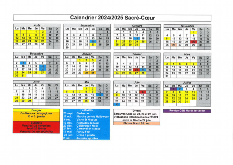 ISC Calendrier 24-25 | PDF