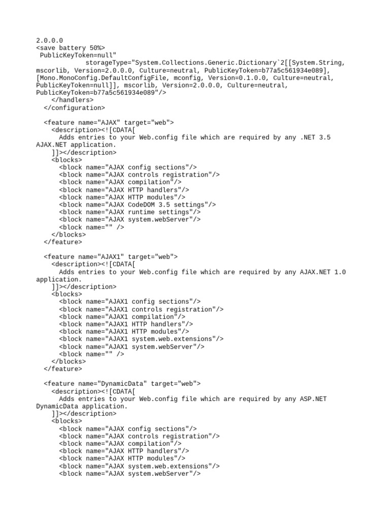 ASP.NET Web.config AJAX Features | PDF