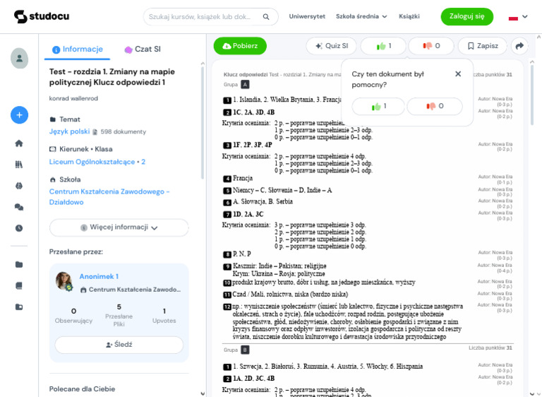 Effekt 1 Sprawdzian Rozdział 1 Test - Rozdzia 1. Zmiany Na Mapie Politycznej Klucz Odpowiedzi 1