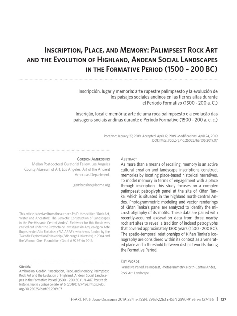 Inscription, Place, and Memory Palimpsest Rock Art | PDF