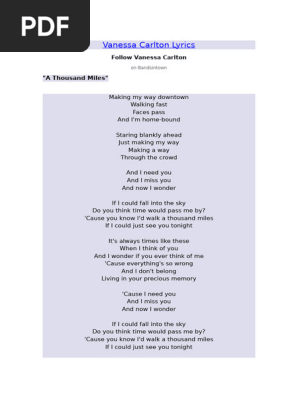 Vanessa Carlton Thousand Miles | PDF