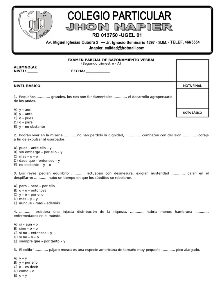 Segundo Examen Parcial A | PDF