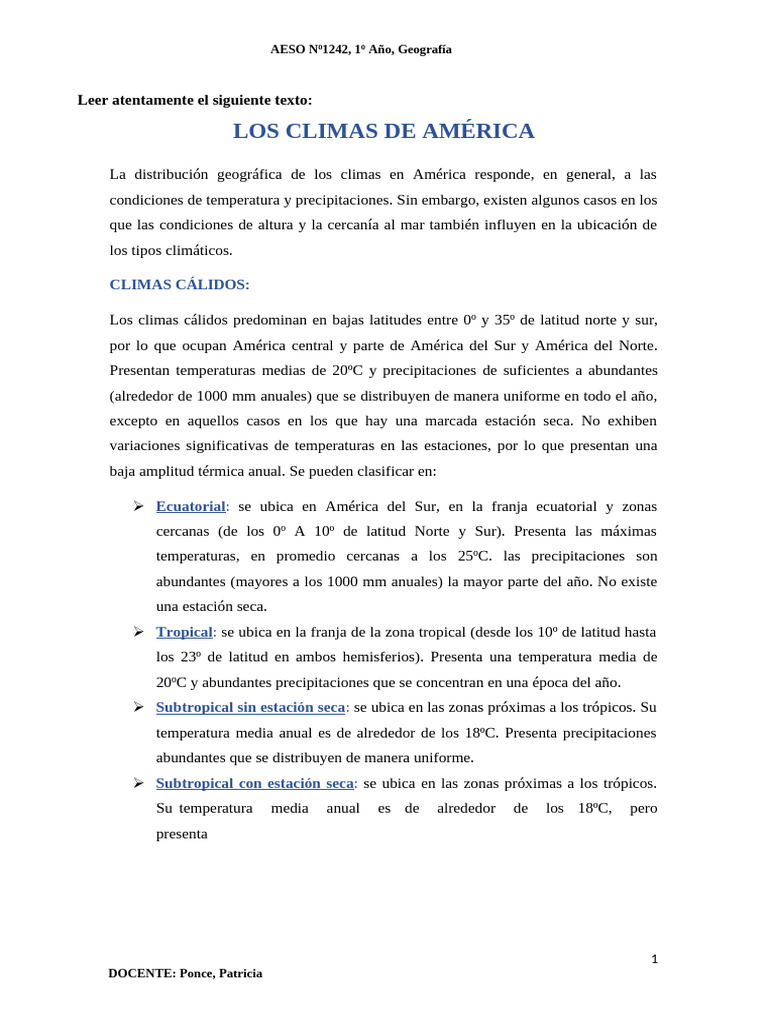 Climas de América: Tipos y Características | PDF | Clima templado | Clima