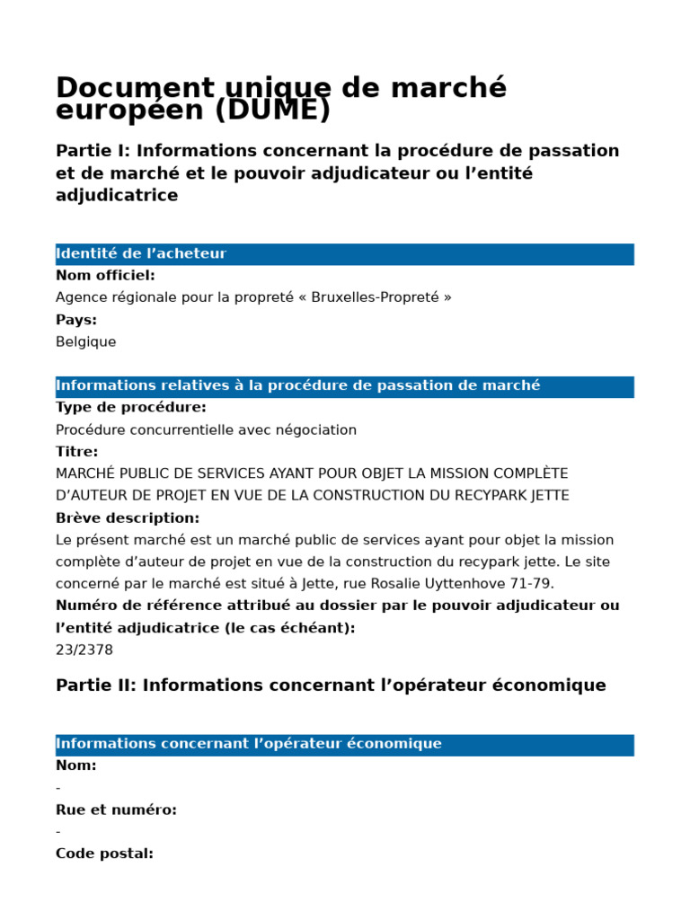 ESPD Request FR | PDF