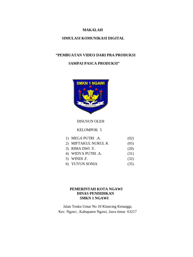 Makalah Simdig Pembuatan Video | PDF
