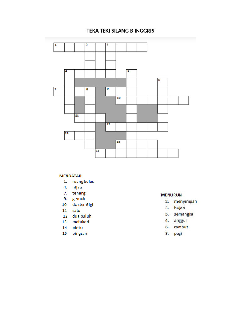 Teka Teki Silang B Inggris | PDF