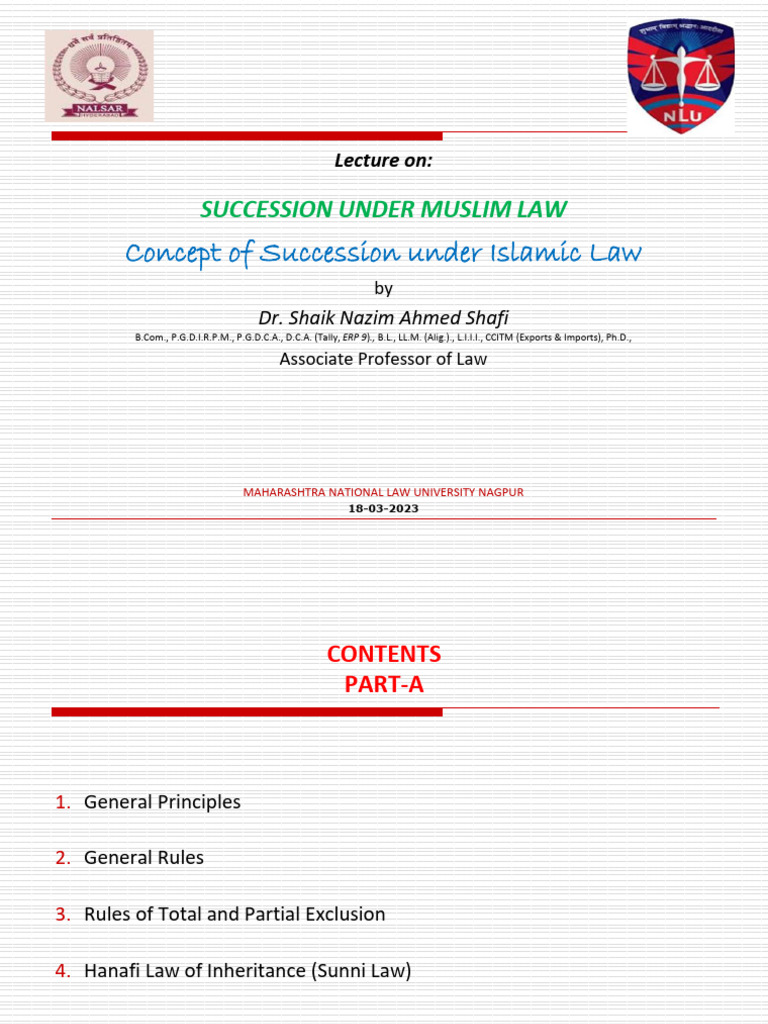 Muslim Law of Inheritance Explained | PDF | Inheritance | Law