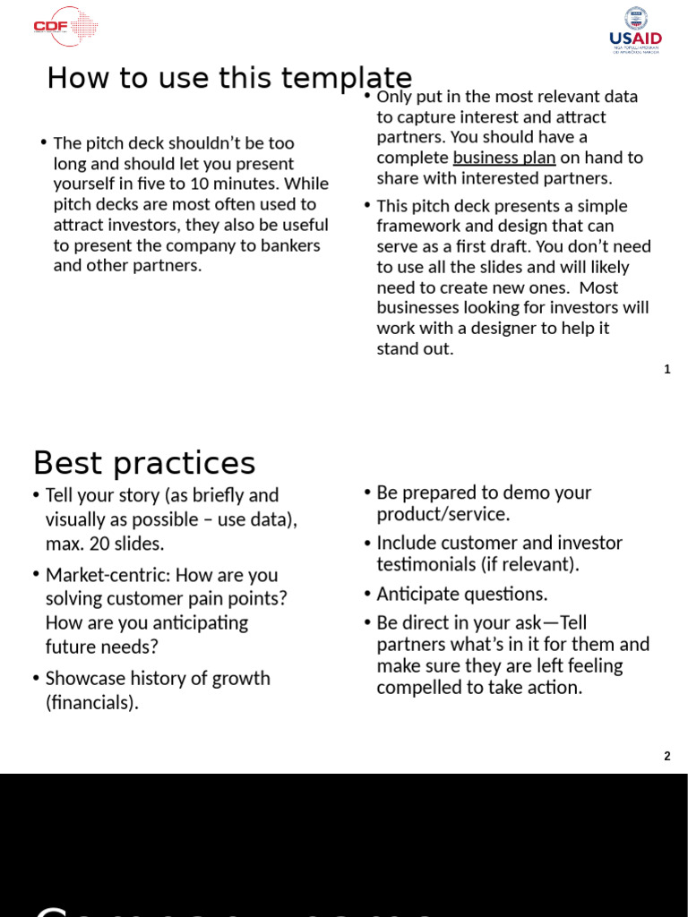 PitchDeck Template PDF