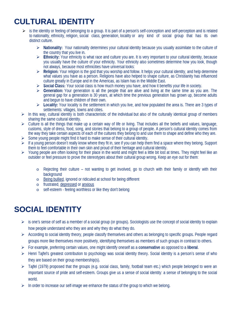 Hand Out Lesson 2 | PDF | Identity (Social Science) | Identity Politics