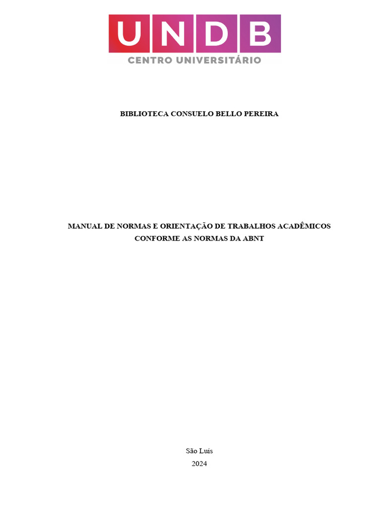 Manual de Normas e Orientação de Trabalhos Acadêmicos Undb | PDF