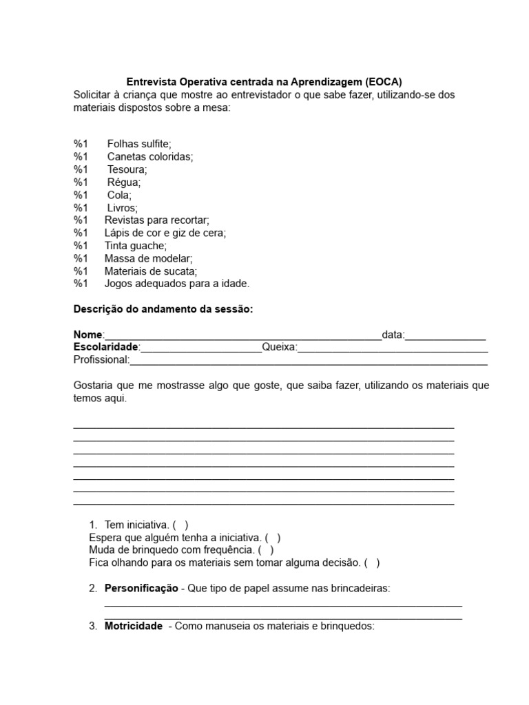 SESSÃO LÚDICA Eoca | PDF