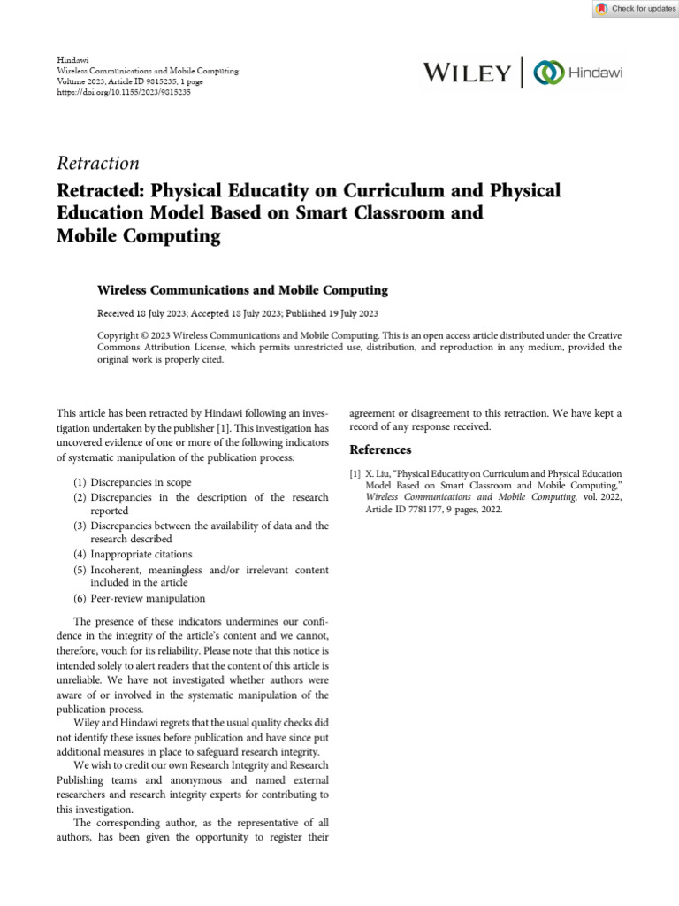 Wireless Communications and Mobile Computing 2024 | PDF | Art | Computers