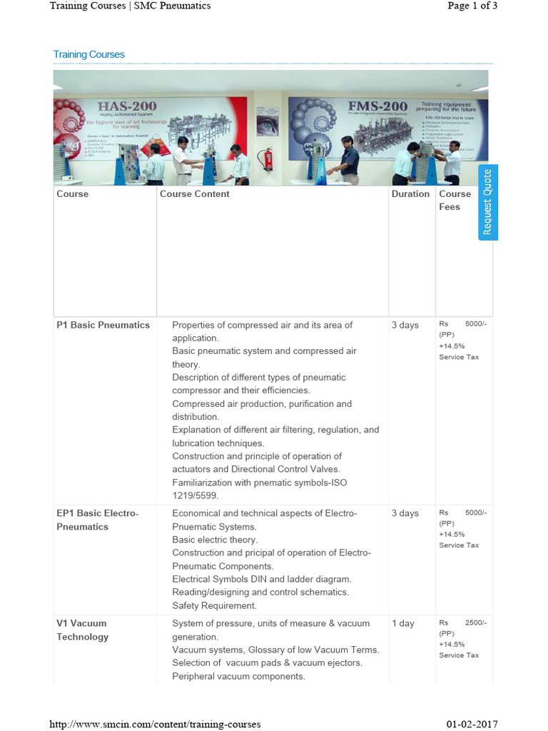 SMC Pneumatics Training Courses | PDF | Pneumatics | Vacuum