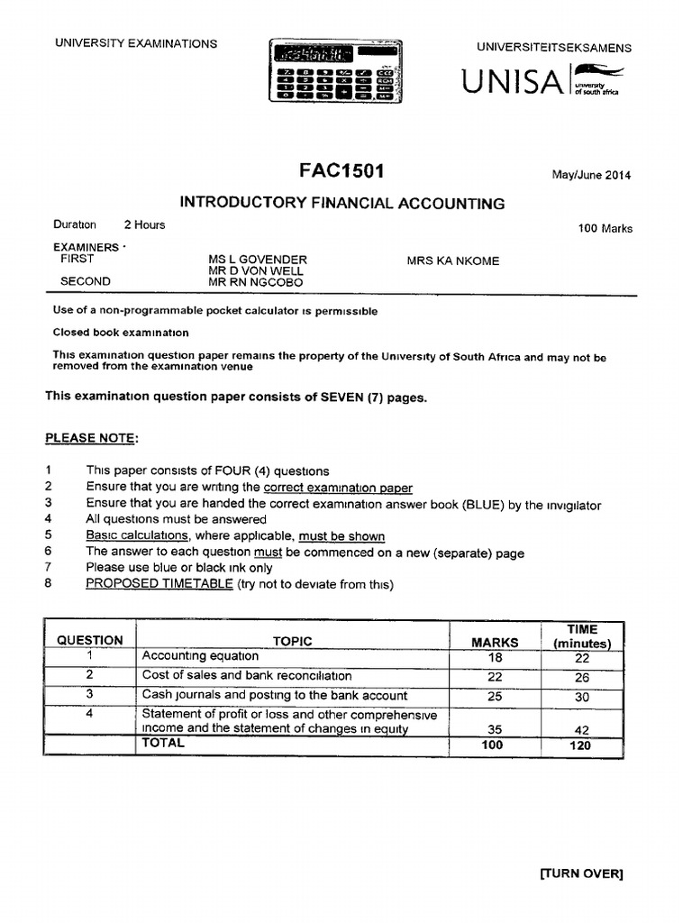 FAC1501 Exam May - June 2014 | PDF