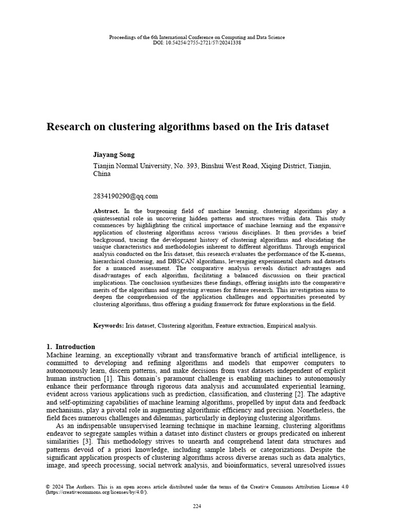 Research On Clustering Algorithms Based On The Iri | PDF