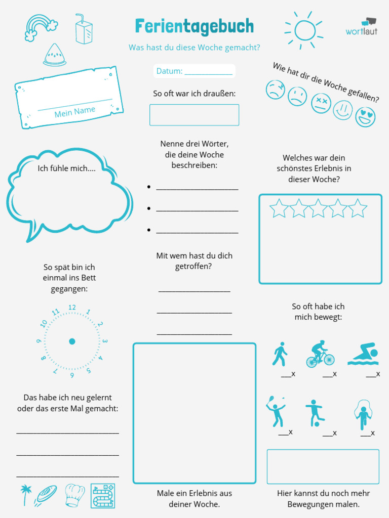 Vorlage Ferientagebuch - Vorlage Ferientagebuch | PDF