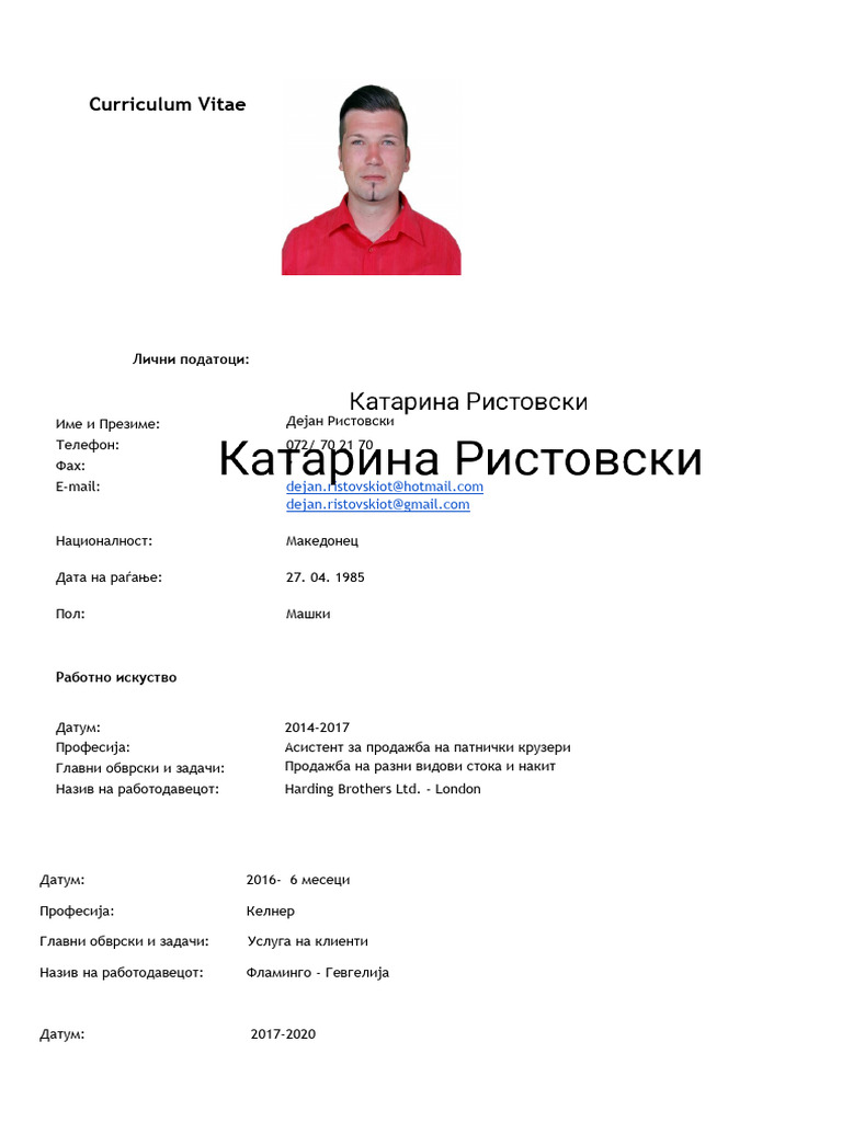 Dejan Ristovski CV | PDF