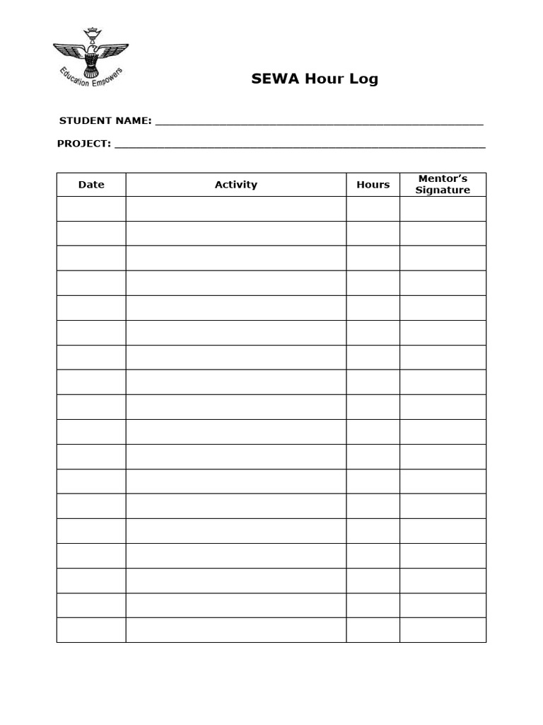 SEWA Hour Log | PDF