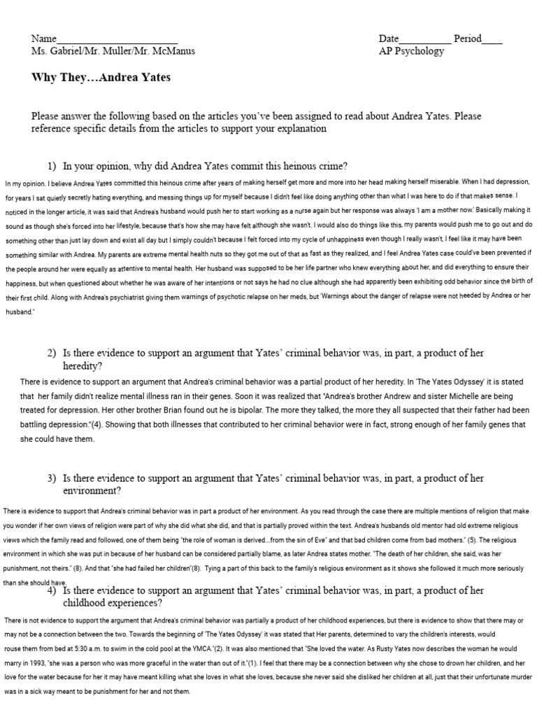 Kami Export - Ayaana Chaudhry - Andrea Yates Questions | PDF
