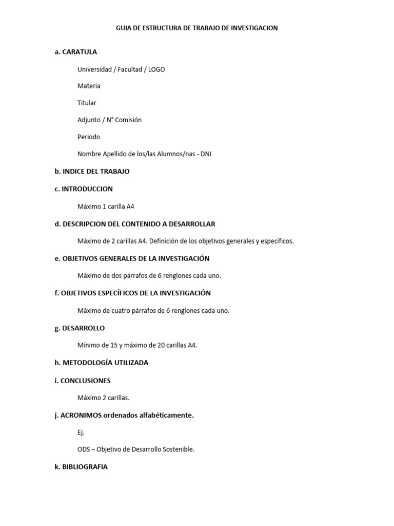 Guia de Estructura de Trabajo de Investigacion | PDF
