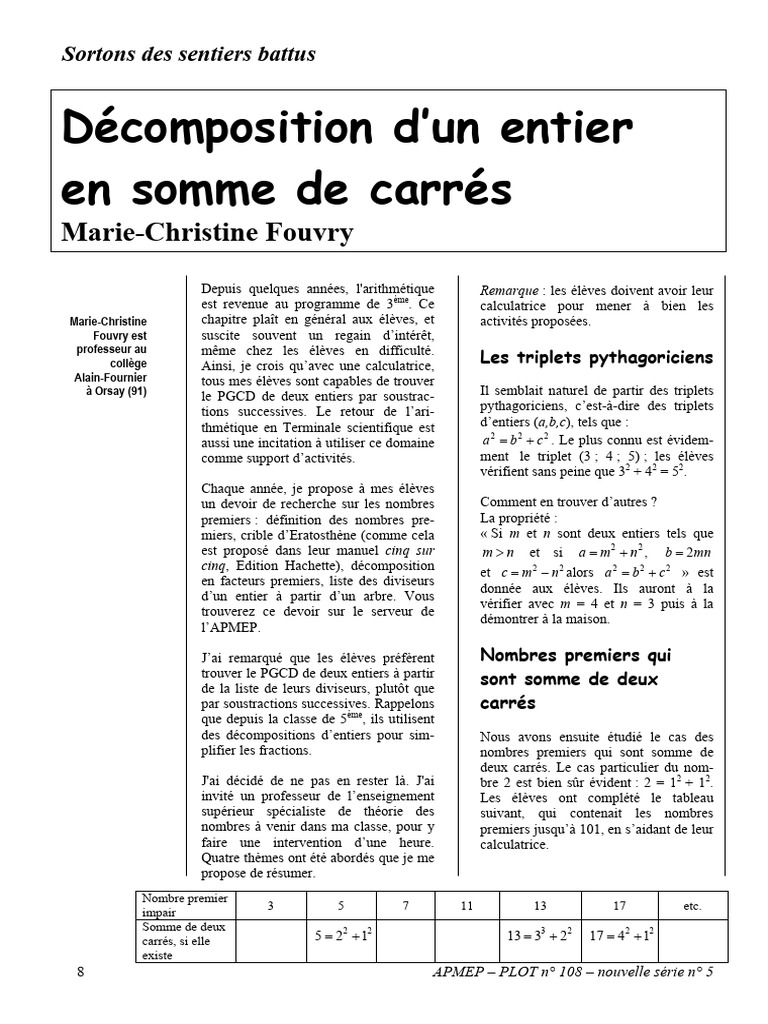 Somme de Carres PDF — free download