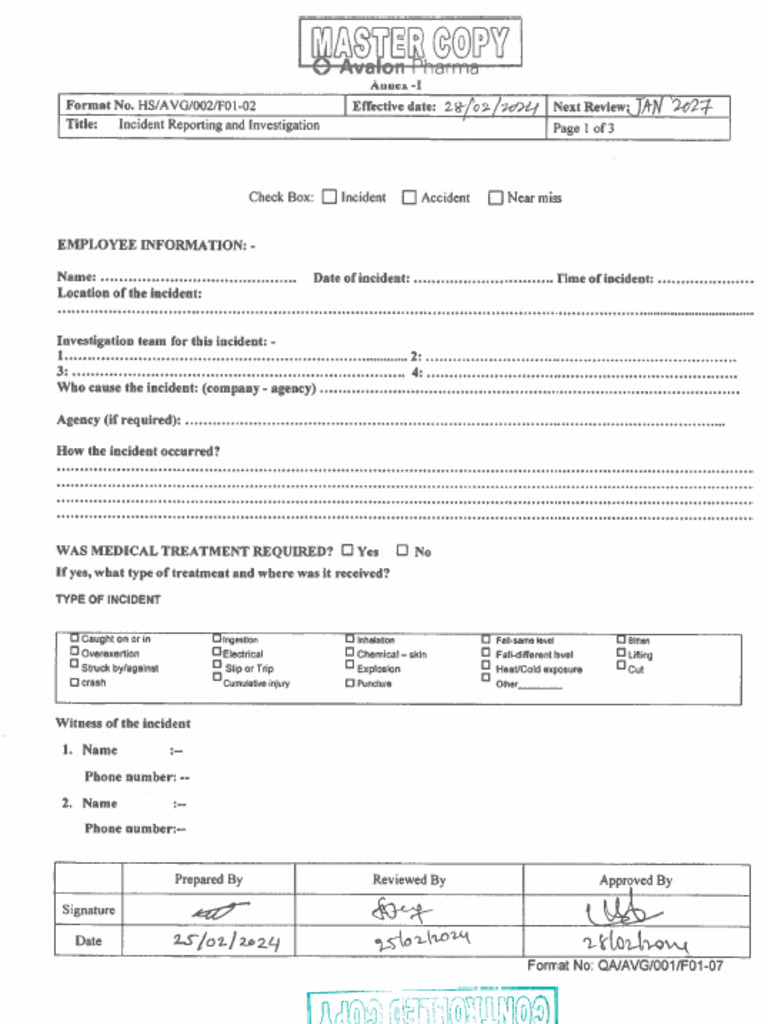 Incident Form Updated | PDF