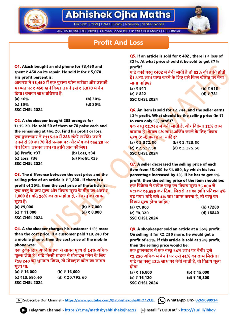 Profit and Loss1 | PDF | Prices | Private Sector