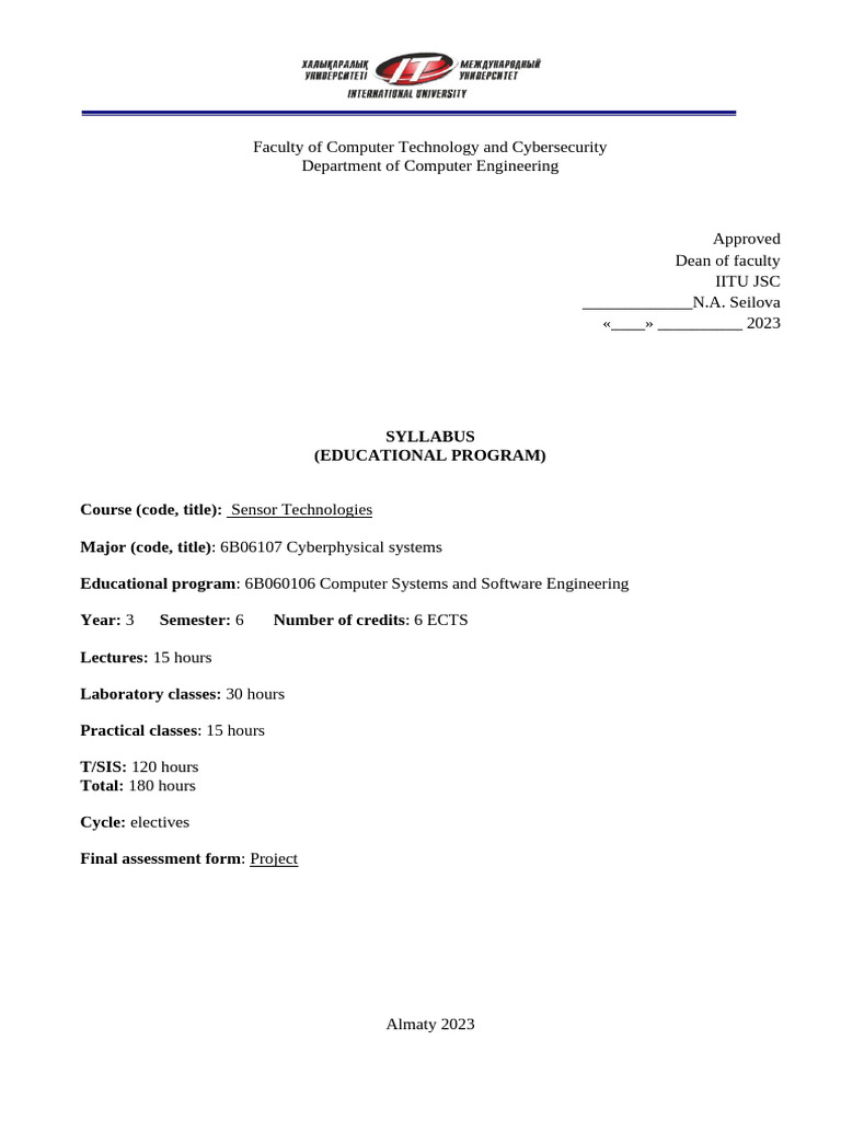 F-75 Syllabus Sensor Technologies 2023 | PDF