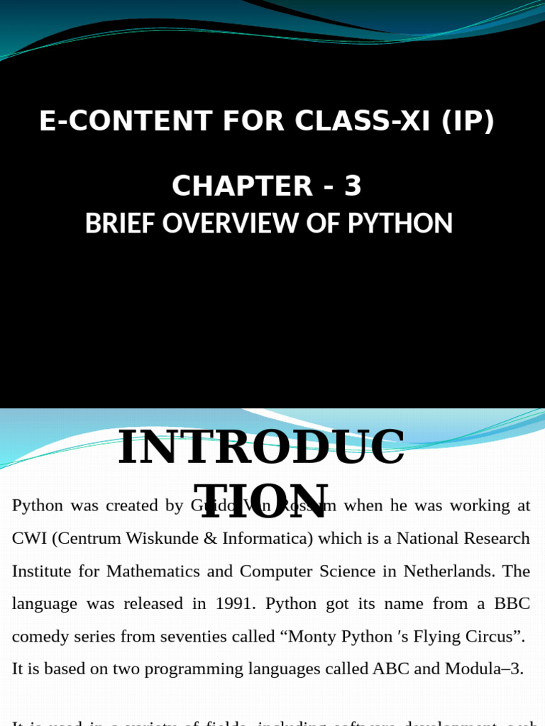 Chapter 3 brief overview of python pdf