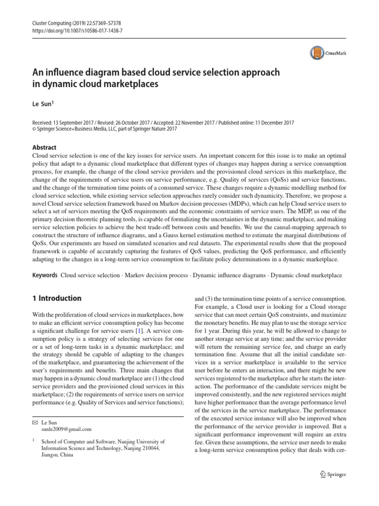 An Influence Diagram Based Cloud Service Selection Approach in Dynamic ...