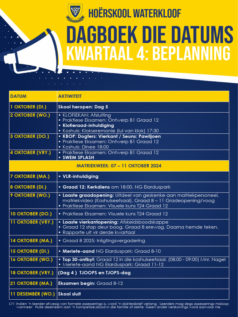 Kwartaal 4 Beplanning-1 | PDF