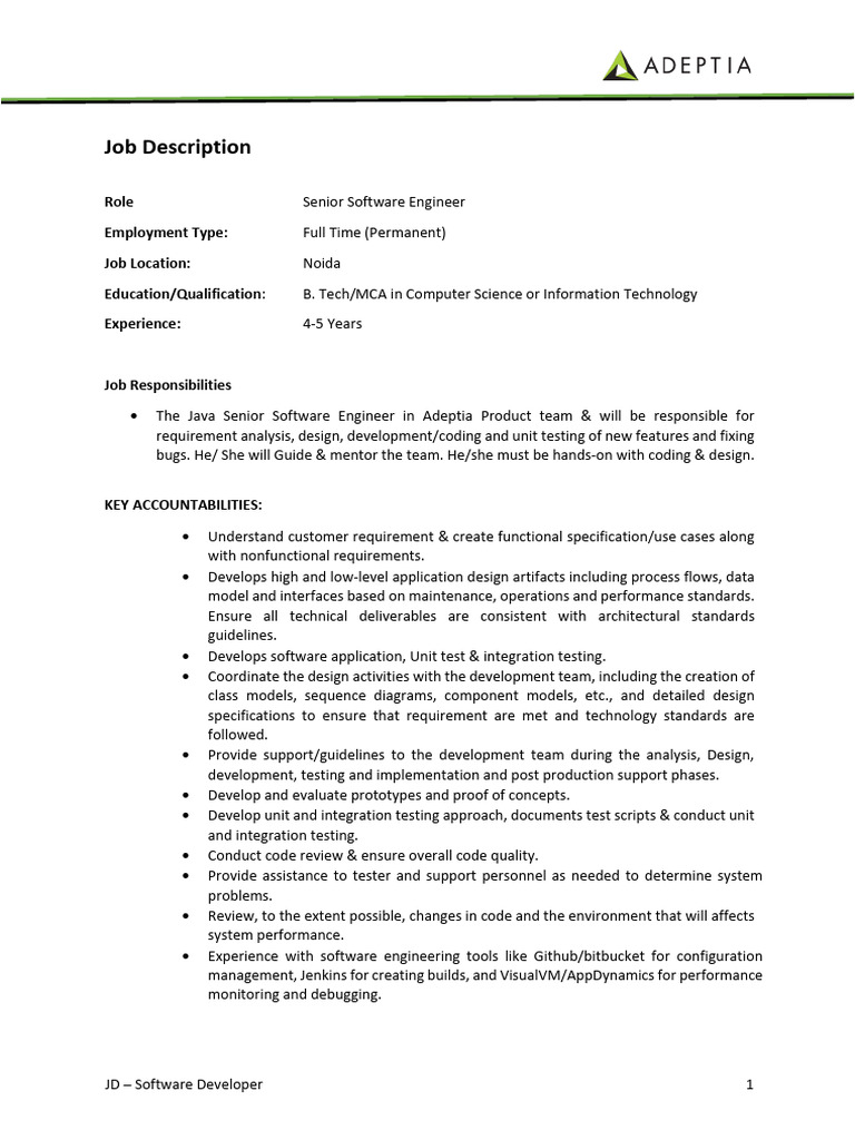 JD - Product SSE New | PDF