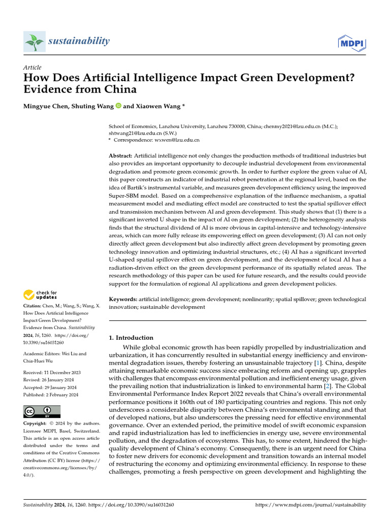 How Does Artificial Intelligence Impact Green Deve | PDF