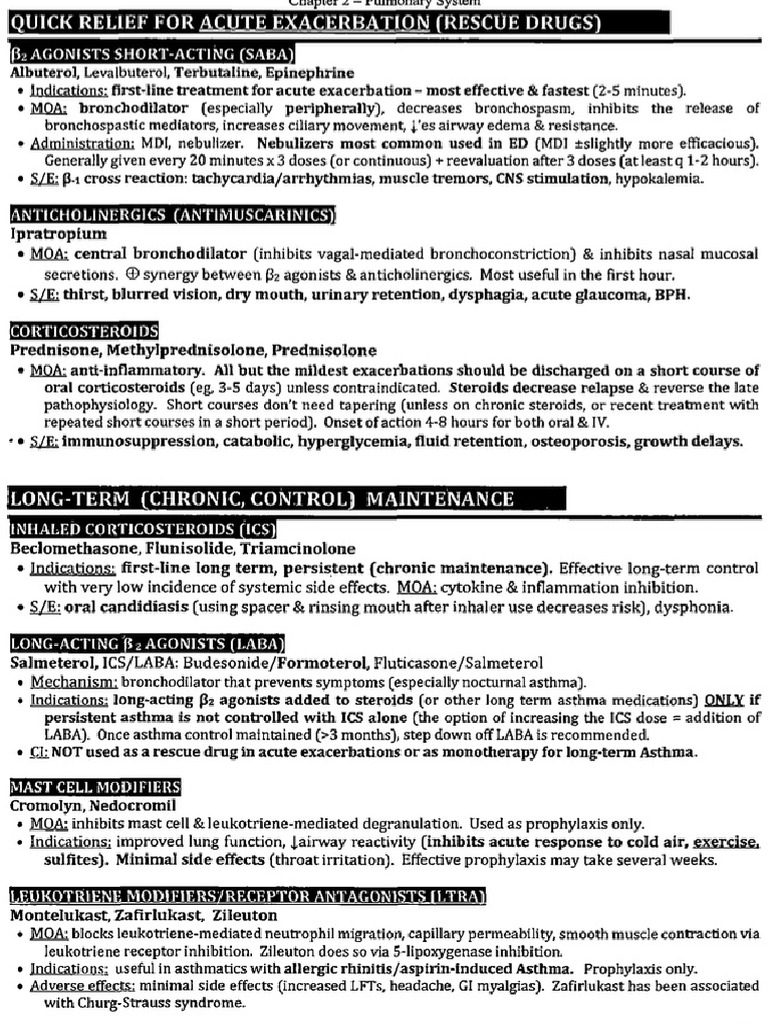 Quick Relief For Acute Exacerbations of Asthma Pance Prep Pearls PDF
