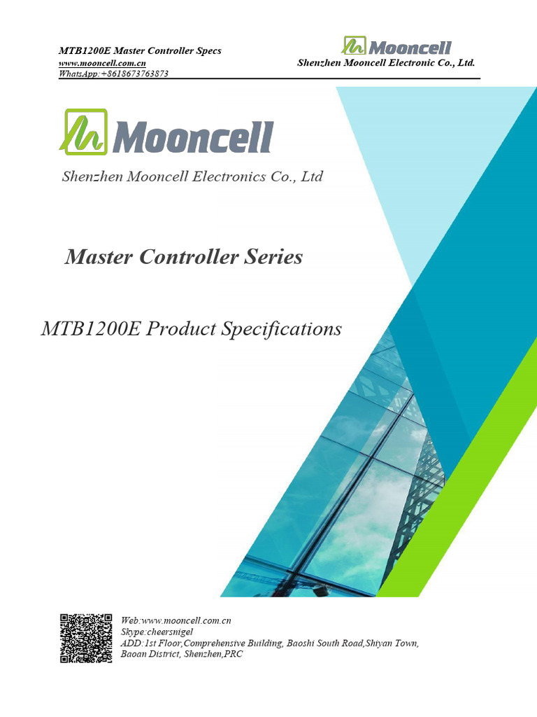 Master Controller Series: MTB1200E Product Specifications | PDF
