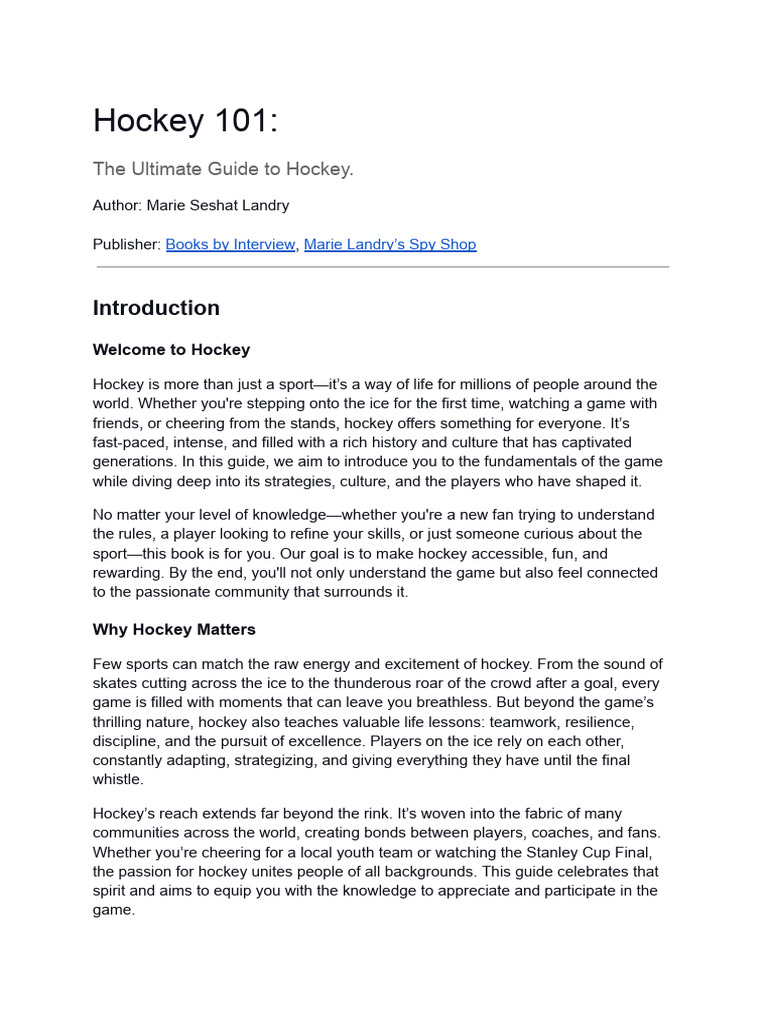 Hockey 101: A Beginner's Guide | PDF | Ice Hockey | Sport Variants