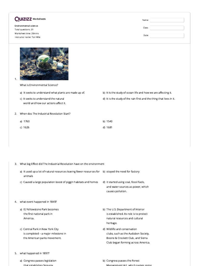 Kami Export - Quizizz - Environmental Science Week 3 | PDF