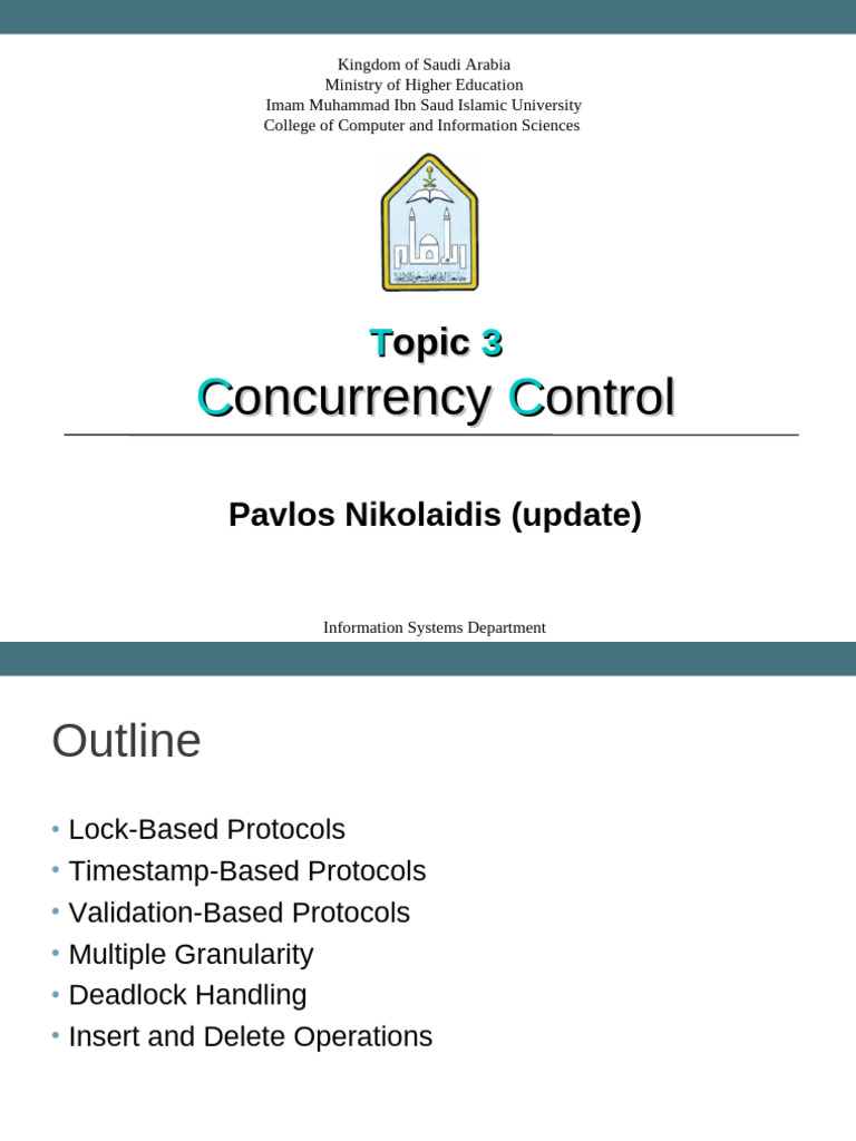 Topic 3 - Concurrency Control (Updated) | PDF