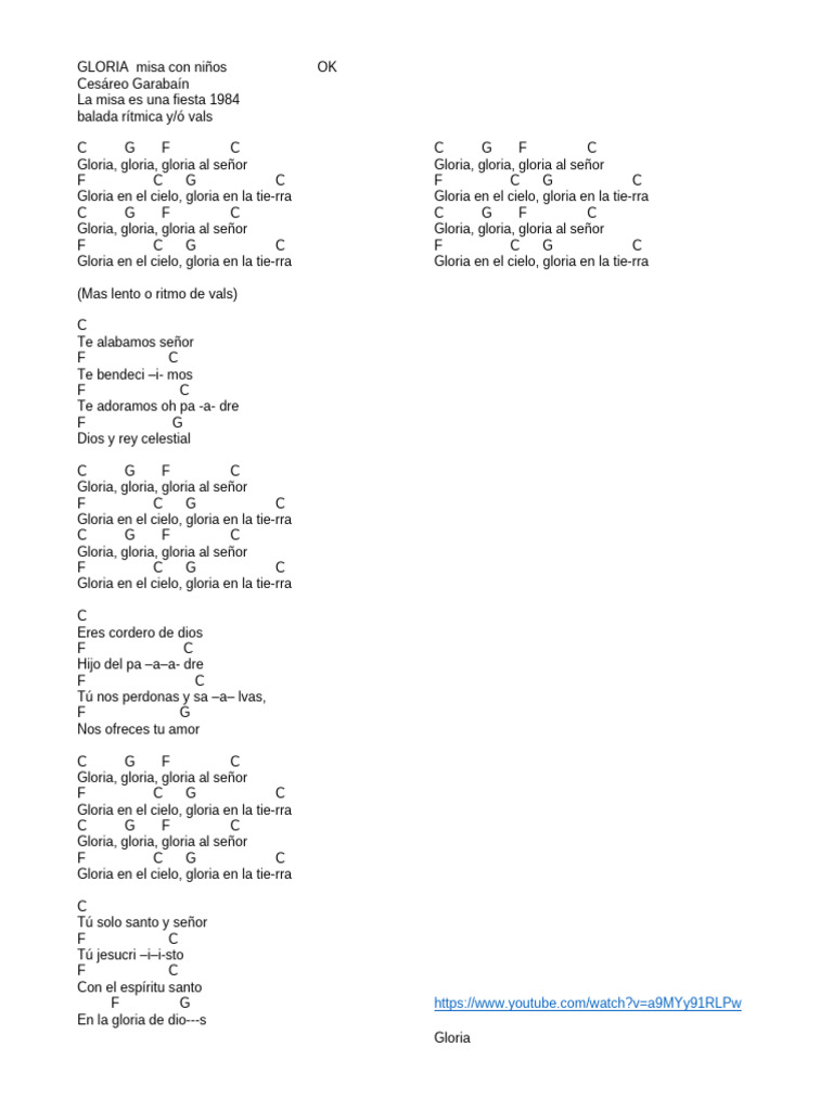 1 Gloria A Dios Niños - Gloria - Cesareo Garabain - Balada Ritmica y ...