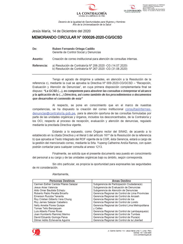 Memorando Circular-000026-2020-Gcsd | PDF