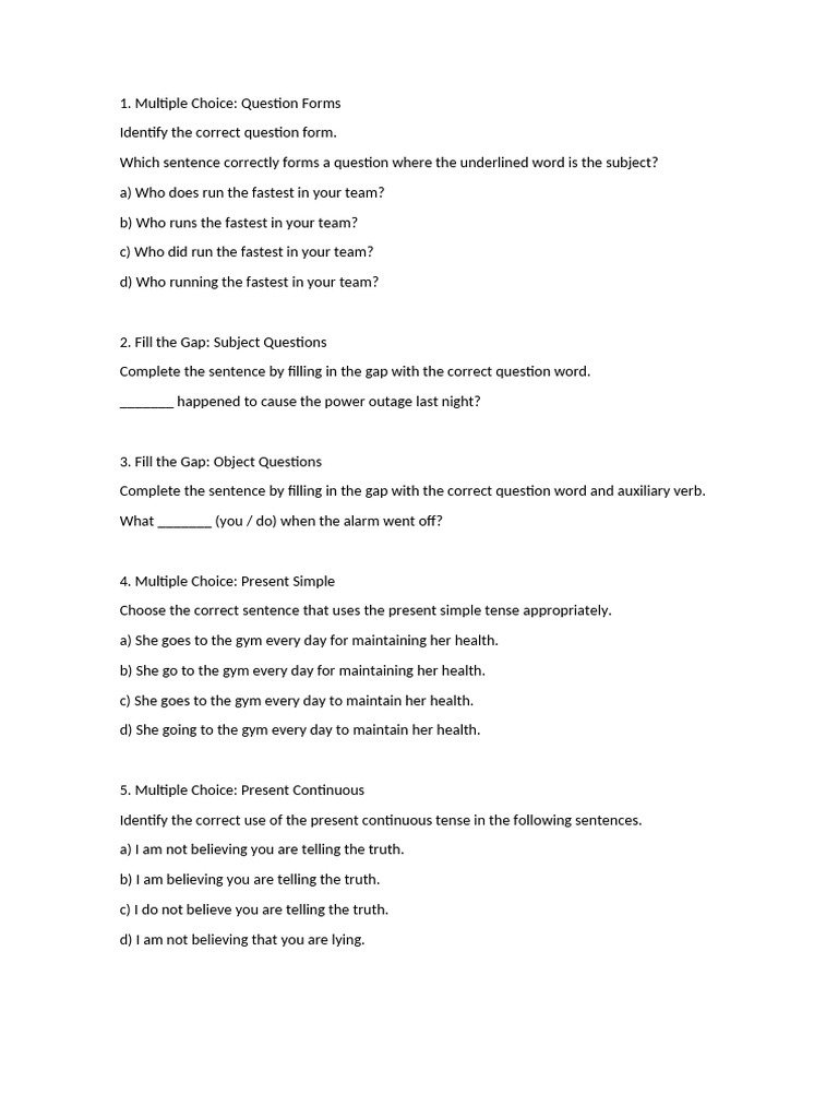 English Grammar Question Forms and Tenses | PDF | Marie Curie | Linguistics