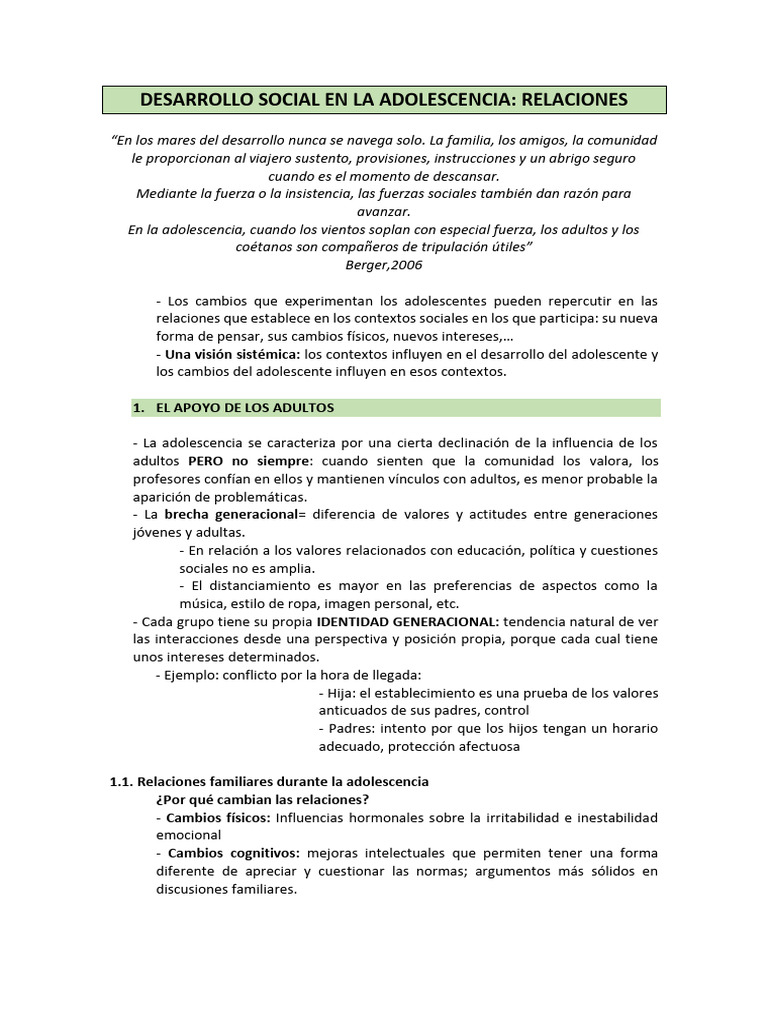 Desarrollo Social en La Adolescencia-1 | PDF