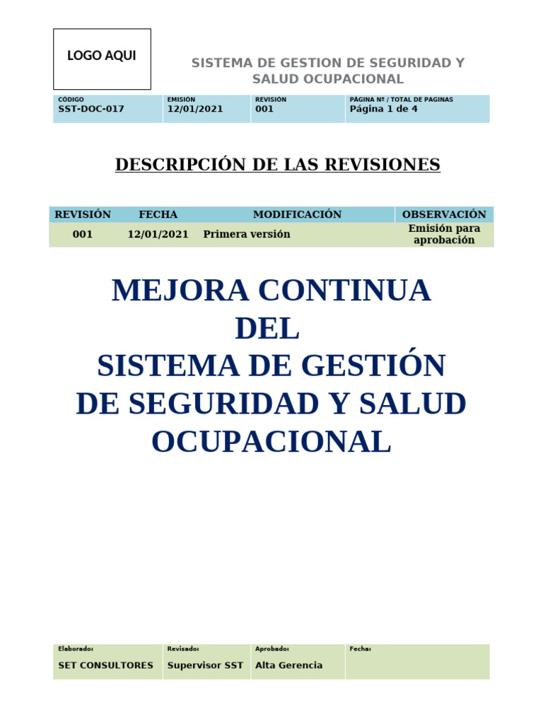 Sst-Doc-017-Mejora Continua | PDF