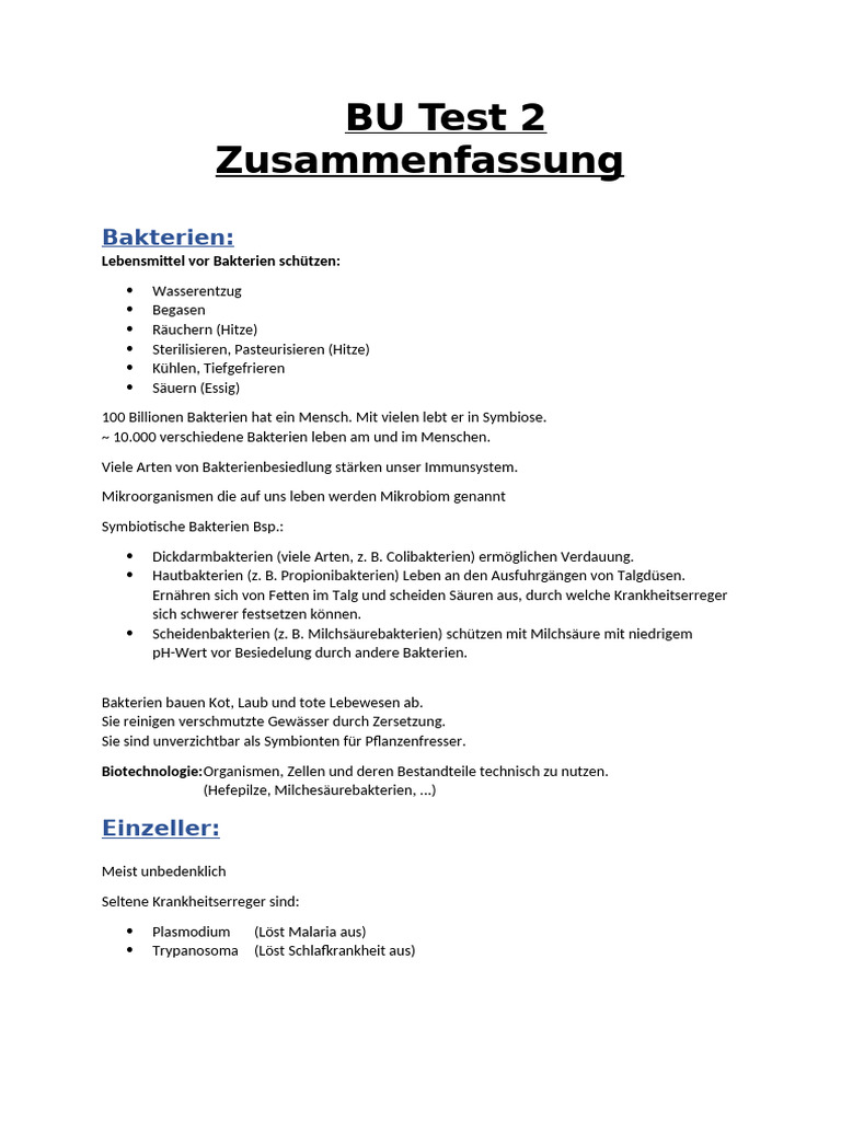 BU Test 2 Zusammenfassung | PDF