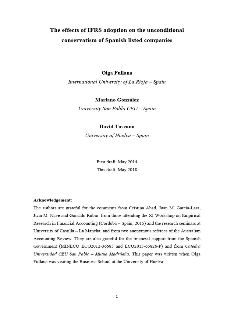 The Effects of Ifrs Adoption On The Unconditional Conservatism o | PDF