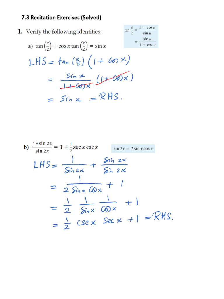 7.3 Recitation Exercises (Solved) | PDF
