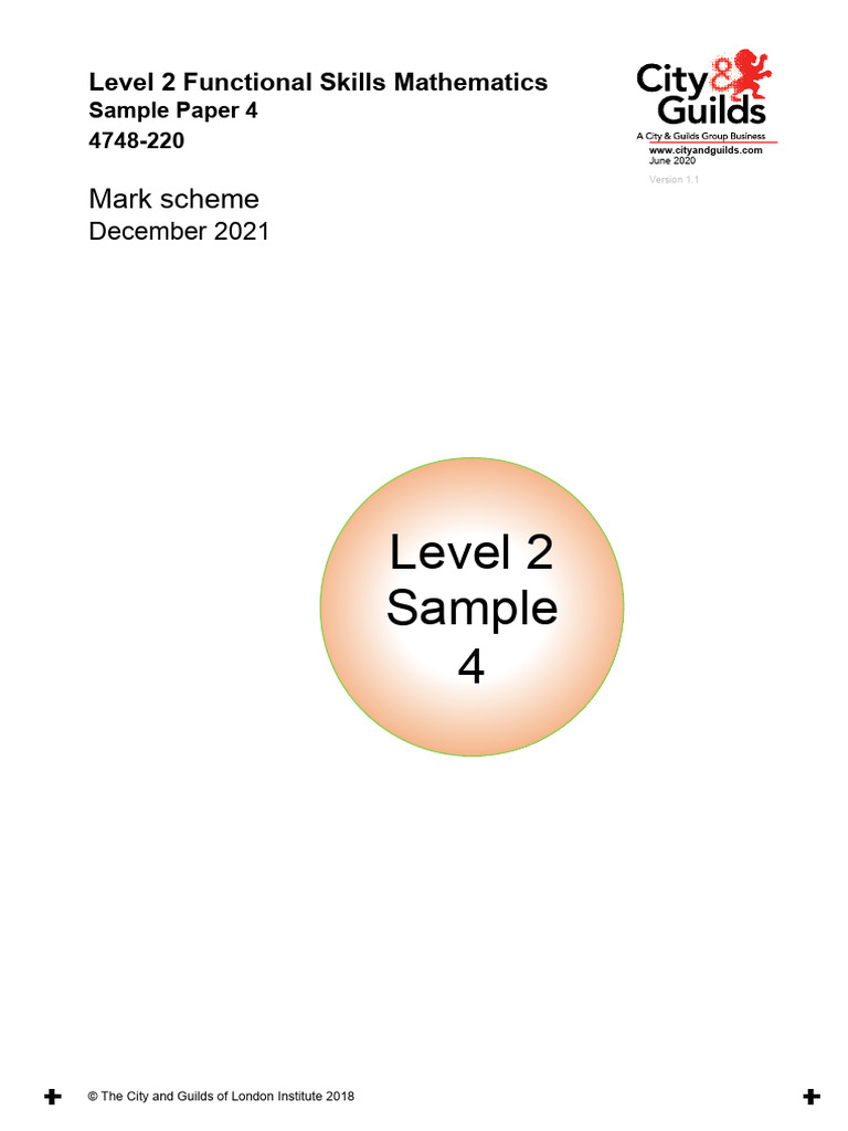 CityGuilds Functional Skills Level 2 Maths Sample 4 MS | PDF