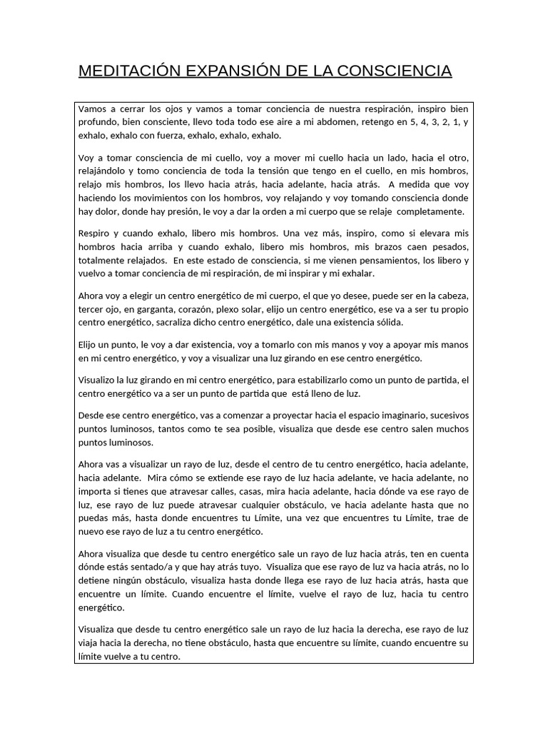 Meditación Expansión de La Consciencia | PDF
